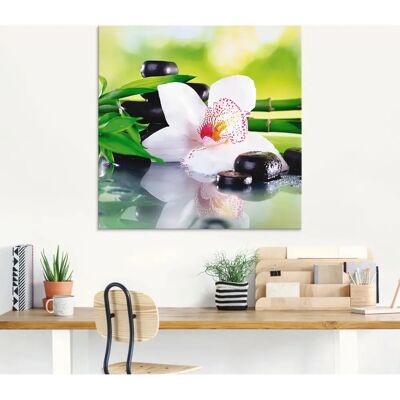 ARTLAND Grünes Zen Glasbild - Spa Steine Bambus Orchidee ARTLAND Grünes Zen Glasbild - Spa Steine Bambus Orchidee