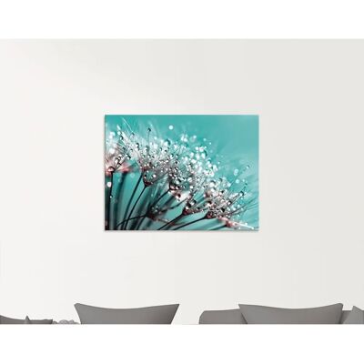 ARTLAND Blaues Glas Wandbild - Glitzernde Pusteblume Abstrakte Dekoration ARTLAND Blaues Glas Wandbild - Glitzernde Pusteblume Abstrakte Dekoration