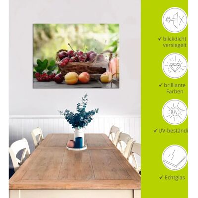 ARTLAND Grünes Obstkorb Glas Wandbild - Wandbild ARTLAND Grünes Obstkorb Glas Wandbild - Wandbild