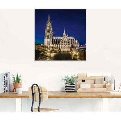 ARTLAND Kölner Dom am Abend - Blau Glasbild ARTLAND Kölner Dom am Abend - Blau Glasbild
