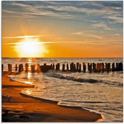 ARTLAND Glasbild Sonnenuntergang Strand - 40x40cm - Orange ARTLAND Glasbild Sonnenuntergang Strand - 40x40cm - Orange