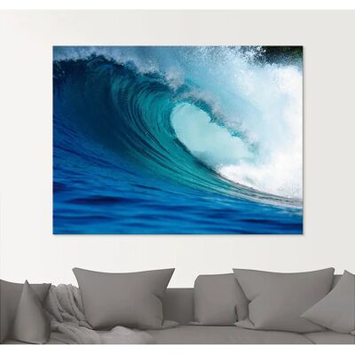 ARTLAND Blaue Surfwelle Wandbild - Küsten Motiv - 80x60cm ARTLAND Blaue Surfwelle Wandbild - Küsten Motiv - 80x60cm