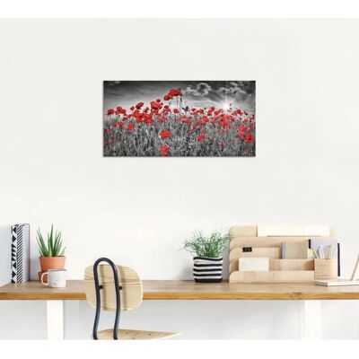 ARTLAND Wandbild Idyllisches Mohnblumenfeld mit Sonne - Wand Art ARTLAND Wandbild Idyllisches Mohnblumenfeld mit Sonne - Wand Art