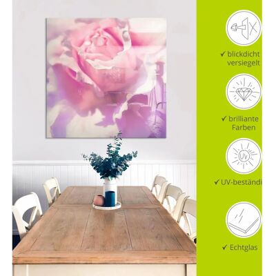 ARTLAND Rosa Glasbild - Wanddekoration ARTLAND Rosa Glasbild - Wanddekoration
