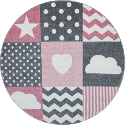Ayyildiz Kinderteppich Pink Rund 120cm - Kids 620 Ayyildiz Kinderteppich Pink Rund 120cm - Kids 620