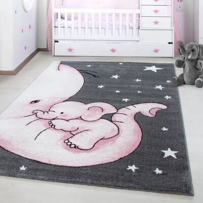 AYYILDIZ TEPPICHE Kinderteppich Kids 560 Pink Elefanten - Kinderzimmerteppich AYYILDIZ TEPPICHE Kinderteppich Kids 560 Pink Elefanten - Kinderzimmerteppich