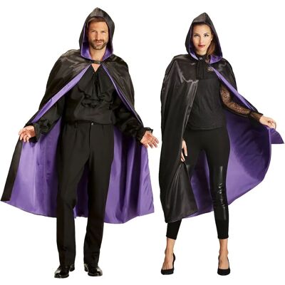 buttinette Umhang - Unisex - Schwarz/Lila - Satin - Einheitsgröße buttinette Umhang - Unisex - Schwarz/Lila - Satin - Einheitsgröße