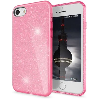 Nalia Pink Glitzer Handyhülle - Smartphone Hülle für iPhone 7/8/SE 2020/2022 Nalia Pink Glitzer Handyhülle - Smartphone Hülle für iPhone 7/8/SE 2020/2022