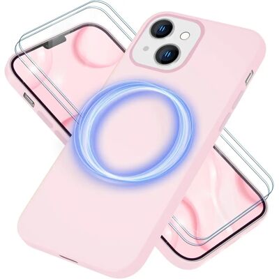 Nalia iPhone 14 Pink MagSafe Silikonhülle & Bildschirmschutz Nalia iPhone 14 Pink MagSafe Silikonhülle & Bildschirmschutz