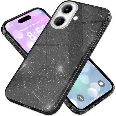 Nalia - Glitzer Hybrid Hülle (iPhone 16) - Schwarz - Smartphone Hülle Nalia - Glitzer Hybrid Hülle (iPhone 16) - Schwarz - Smartphone Hülle