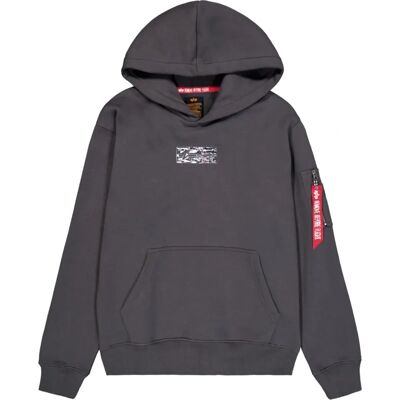 Alpha Industries Hombre - Sudadera con placa metálica - Corte regular - Bolsillo canguro - Sin forro Alpha Industries Hombre - Sudadera con placa metálica - Corte regular - Bolsillo canguro - Sin forro