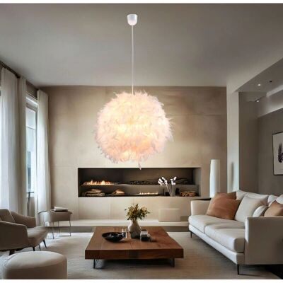 ETC-SHOP Lampada a Sospensione con Piume Bianche - Lampada a Soffitto ETC-SHOP Lampada a Sospensione con Piume Bianche - Lampada a Soffitto