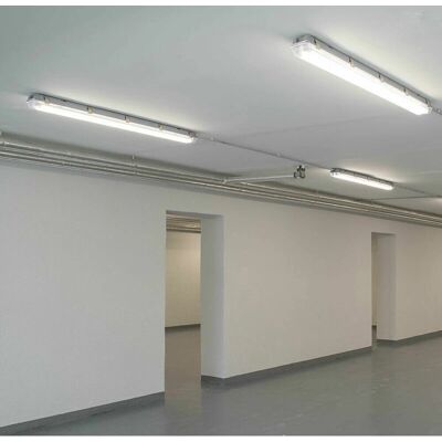 ETC-SHOP - 3x faretti LED a soffitto - IP65 - T8 - Luce bianca fredda - Corpo illuminante ETC-SHOP - 3x faretti LED a soffitto - IP65 - T8 - Luce bianca fredda - Corpo illuminante