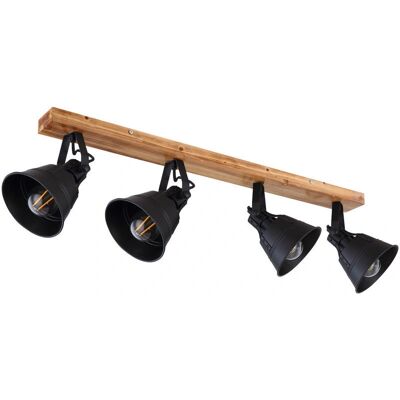 ETC-SHOP - 4x E27 - Braun-Schwarz - Metall Holz - Deckenleuchte ETC-SHOP - 4x E27 - Braun-Schwarz - Metall Holz - Deckenleuchte