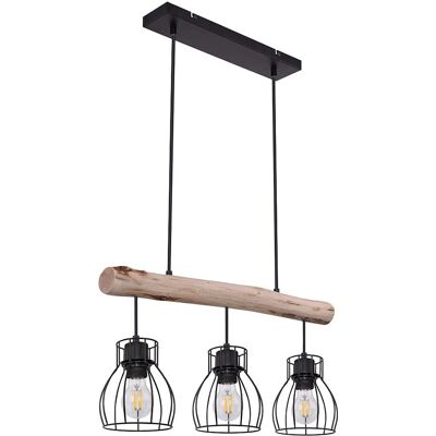 ETC-SHOP - WoodenBeam-3Light-GridShade - Naturholz - Pendelleuchte ETC-SHOP - WoodenBeam-3Light-GridShade - Naturholz - Pendelleuchte