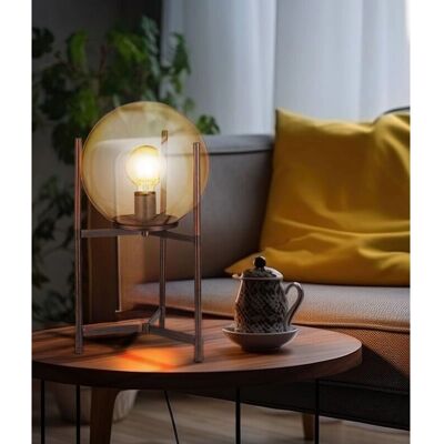 Lampada da tavolo retrò sfera di vetro - E27 - 25x48,5cm Lampada da tavolo retrò sfera di vetro - E27 - 25x48,5cm