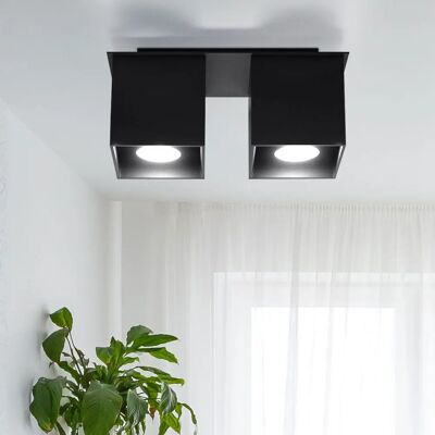 ETC-SHOP - Faretti da soffitto moderni 2 fiamme - Black Aluminum - 2x GU10 - Plafonnier ETC-SHOP - Faretti da soffitto moderni 2 fiamme - Black Aluminum - 2x GU10 - Plafonnier