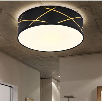 ETC-SHOP - DxH 40x12 - Schwarz - Goldes Stoffschirm - Deckenleuchte ETC-SHOP - DxH 40x12 - Schwarz - Goldes Stoffschirm - Deckenleuchte