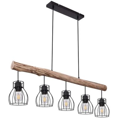 ETC-SHOP Lampada a sospensione in legno naturale e metallo nero - Lampada a sospensione ETC-SHOP Lampada a sospensione in legno naturale e metallo nero - Lampada a sospensione
