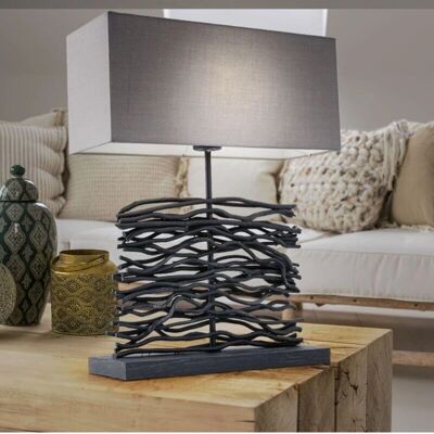 ETC-SHOP - Design - Paralume rettangolare grigio - Legno tessile - Lampada da tavolo ETC-SHOP - Design - Paralume rettangolare grigio - Legno tessile - Lampada da tavolo