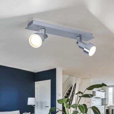 ETC-SHOP Gebürsteter Chrom 2-Spot Deckenlampe - Deckenleuchte ETC-SHOP Gebürsteter Chrom 2-Spot Deckenlampe - Deckenleuchte
