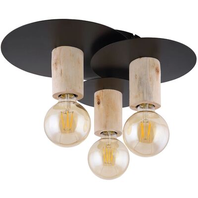 ETC-SHOP - DxH - Naturholz - Schwarzes Metall - Ceiling lamp ETC-SHOP - DxH - Naturholz - Schwarzes Metall - Ceiling lamp
