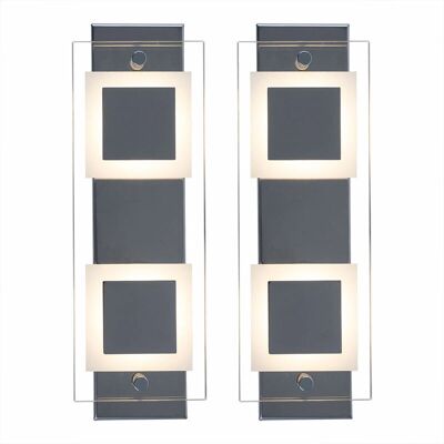 ETC-SHOP - LED 2x4.5W - IP44 - GlasChrom - Wandleuchte ETC-SHOP - LED 2x4.5W - IP44 - GlasChrom - Wandleuchte