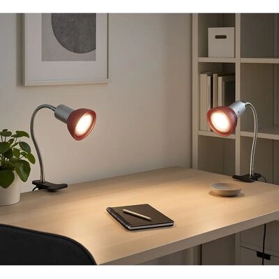 ETC-SHOP - Lampada a morsetto - argento - vetro rosso - Lamp ETC-SHOP - Lampada a morsetto - argento - vetro rosso - Lamp