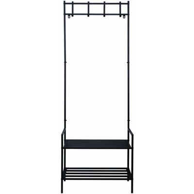 ETC-SHOP Schwarze Garderobe mit Schuhregal - Kleider- und Tierhalter ETC-SHOP Schwarze Garderobe mit Schuhregal - Kleider- und Tierhalter