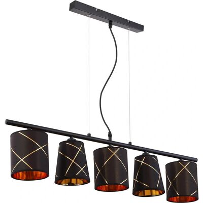 ETC-SHOP Pendelleuchte - schwarzer Außenmantel, goldenes Innenfinish, 5-Licht ETC-SHOP Pendelleuchte - schwarzer Außenmantel, goldenes Innenfinish, 5-Licht