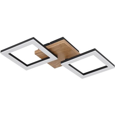 ETC-SHOP - Lampada soggiorno - Schwarzmetall - Holzoptik - Deckenleuchte ETC-SHOP - Lampada soggiorno - Schwarzmetall - Holzoptik - Deckenleuchte
