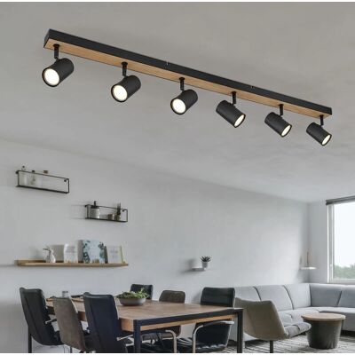 ETC-SHOP - 6-flame oak effect - Schwarz - GU10 - Deckenleuchte ETC-SHOP - 6-flame oak effect - Schwarz - GU10 - Deckenleuchte