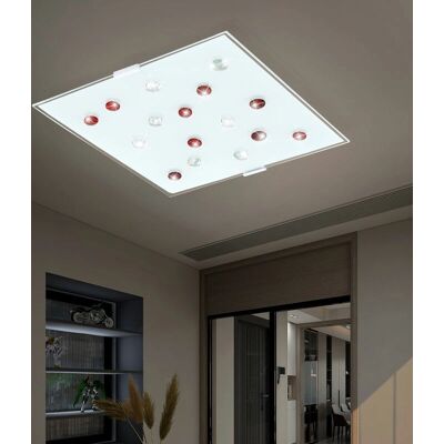 ETC-SHOP - Plafoniera LED vetro soggiorno quadrata - Weißer Stahl - Satin Glas - LED Ceiling Light ETC-SHOP - Plafoniera LED vetro soggiorno quadrata - Weißer Stahl - Satin Glas - LED Ceiling Light