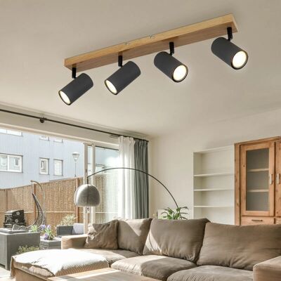 ETC-SHOP - Faretto da soffitto 4 fiamme - 4x GU10 - wood effect - Plafoniera ETC-SHOP - Faretto da soffitto 4 fiamme - 4x GU10 - wood effect - Plafoniera