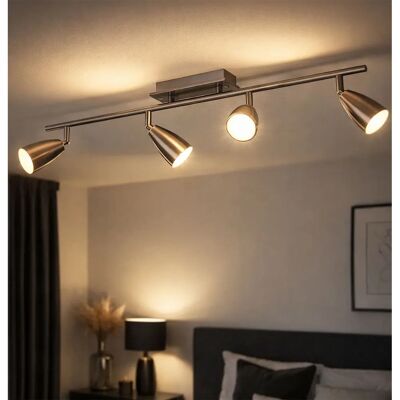 ETC-SHOP - 4-faretti GU10 - nichel opaco - acciaio - Lampada a soffitto ETC-SHOP - 4-faretti GU10 - nichel opaco - acciaio - Lampada a soffitto
