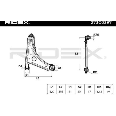RIDEX VW Golf 3 ophangingsarm - Recht, Bushing, Ball joint RIDEX VW Golf 3 ophangingsarm - Recht, Bushing, Ball joint