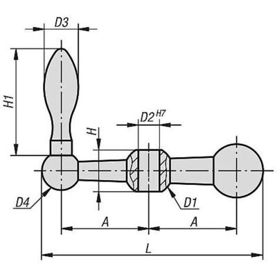 Kipp - Kugelkurbel D2=10 - Stahl - verzinkt - Hardware Kipp - Kugelkurbel D2=10 - Stahl - verzinkt - Hardware
