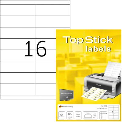 Etichette universali TopStick 8732 - Ufficio & Casa - 105x33.8mm Etichette universali TopStick 8732 - Ufficio & Casa - 105x33.8mm