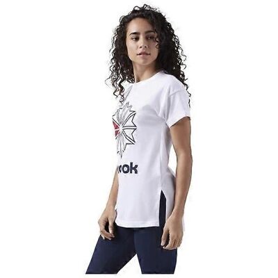 Reebok CD8241 Vit Dam T-shirt - Året-runt universal Reebok CD8241 Vit Dam T-shirt - Året-runt universal