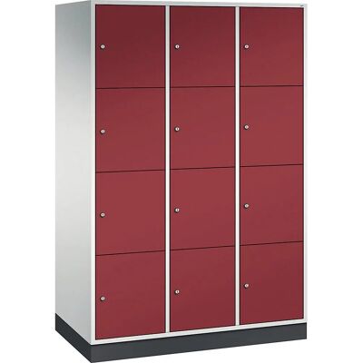 Armoire en Acier C+P - 12 Compartiments, Gris Clair & Rouge Rubis - Publicité Armoire en Acier C+P - 12 Compartiments, Gris Clair & Rouge Rubis - Publicité