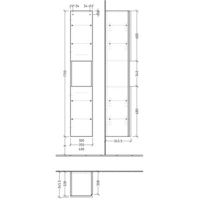 Sanipa 3way Hochschrank - Eiche-Kansas - 2 Türen, Offenes Fach, Glaseinlegeböden Sanipa 3way Hochschrank - Eiche-Kansas - 2 Türen, Offenes Fach, Glaseinlegeböden