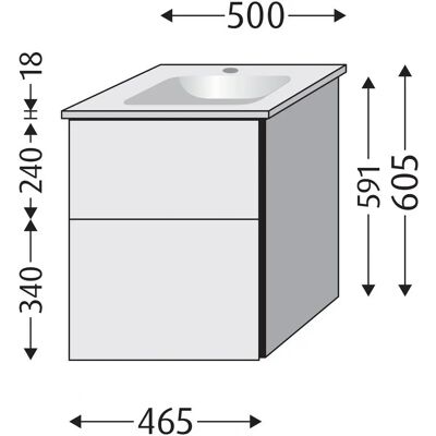 Sanipa - Venticello 50 cm - 2 Auszüge - Waschtisch Sanipa - Venticello 50 cm - 2 Auszüge - Waschtisch