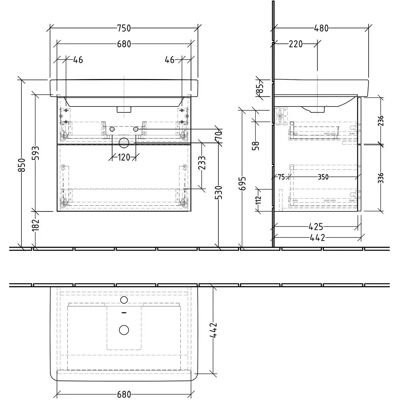 Sanipa - 3way Waschtischunterbau - Geberit Smyle Square - Sandgrau-Matt SF67267 - Unterbau-Waschtisch Sanipa - 3way Waschtischunterbau - Geberit Smyle Square - Sandgrau-Matt SF67267 - Unterbau-Waschtisch