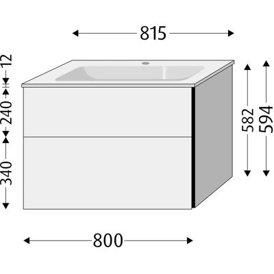 Sanipa - Glaswaschtisch 81,5 cm - 2 Auszüge - Cabinet Sanipa - Glaswaschtisch 81,5 cm - 2 Auszüge - Cabinet