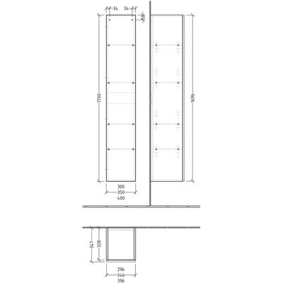 Sanipa 3way Hochschrank 40 cm, 1 Tür mit Push to Open - Schrank Sanipa 3way Hochschrank 40 cm, 1 Tür mit Push to Open - Schrank