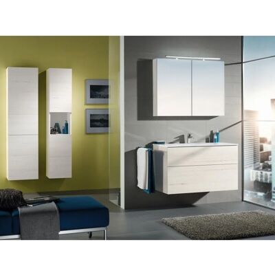 Sanipa Eiche-Kansas Badezimmer-Schrank - 2 Türen, Offenes Fach, 35cm Sanipa Eiche-Kansas Badezimmer-Schrank - 2 Türen, Offenes Fach, 35cm