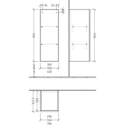 Sanipa 3way Mittelschrank - Eiche-Kansas, links, Push to open Sanipa 3way Mittelschrank - Eiche-Kansas, links, Push to open