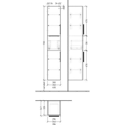 Sanipa 3way Hochschrank - 2 Türen, 1 Auszug, Eiche-Nebraska Sanipa 3way Hochschrank - 2 Türen, 1 Auszug, Eiche-Nebraska