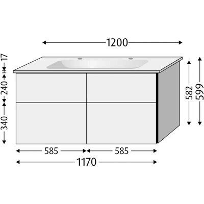 Sanipa UM48359 - Doppelkeramik-Set mit Schrank Sanipa UM48359 - Doppelkeramik-Set mit Schrank