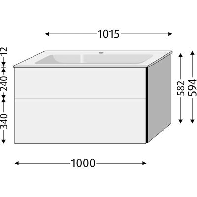 Sanipa - 3way Kombination mit Glaswaschtisch 101,5 cm - 2 Auszüge - Bathroom Vanity Sanipa - 3way Kombination mit Glaswaschtisch 101,5 cm - 2 Auszüge - Bathroom Vanity